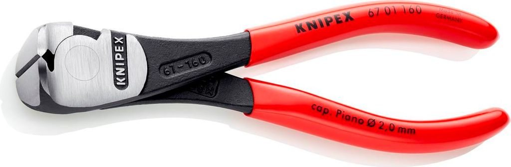 Knipex Kraftvornschneider DIN ISO 5748 Länge 160mm mit Facette poliert Kunststoff-Überzogen - 67 01 160 SB