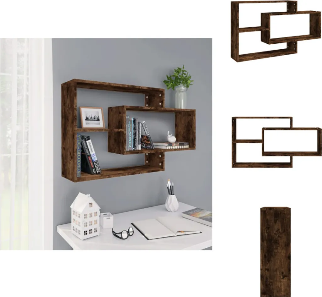 vidaXL Étagère murale chêne fumé 104x20x58,5 cm en bois composite robuste