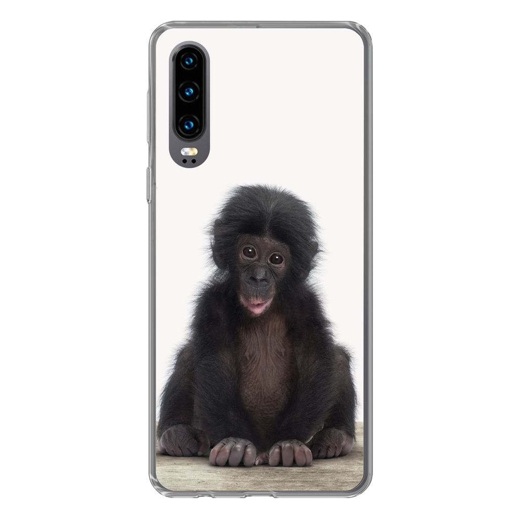 MuchoWow Handyhülle Schutzhülle Hülle für Huawei P30 Kind - Affe - Schimpanse - Babytiere - Jungen - Mädchen Silikon Softcase Handy Hülle -...