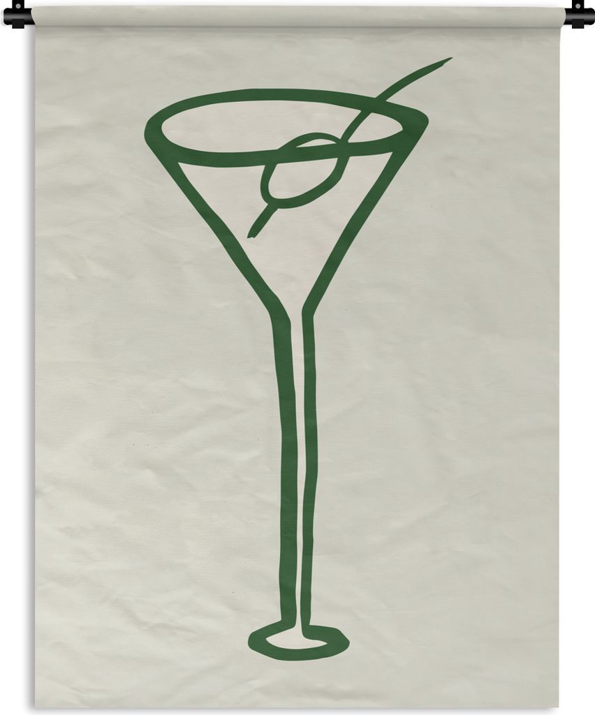 MuchoWow Wandteppich Wandbehang Cocktail - Strohhalm - Glas - Grün 60x80 cm Tapisserie Dekoration Wandtuch - Decke - Wandtücher - Wohne