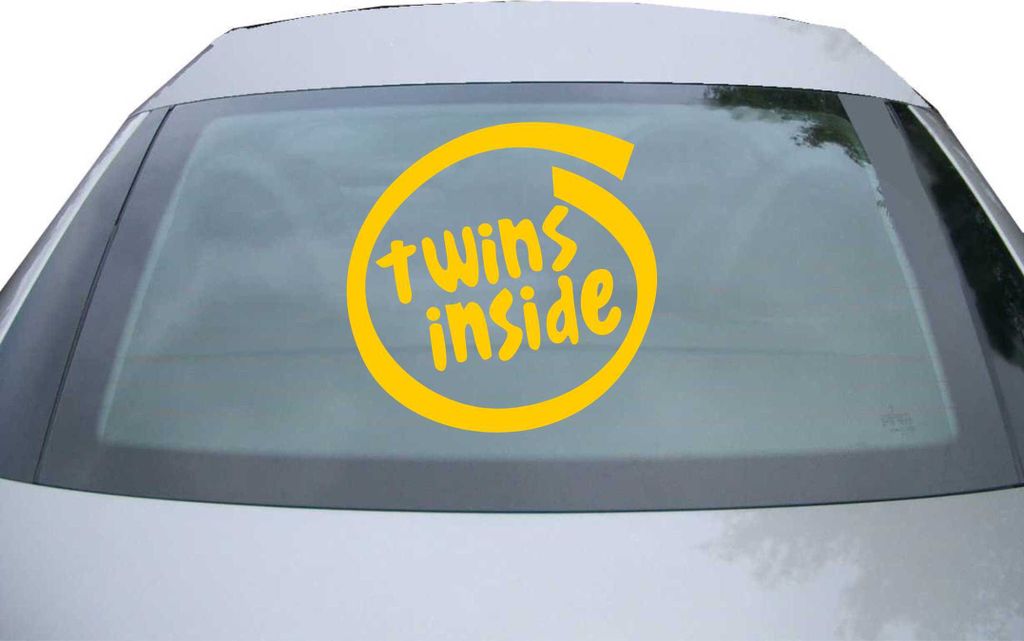 Indigos UG - Aufkleber Heckscheibe & Motorklappe DE2456 - gold - 600x599 mm - Twins Inside - Auto Scheiben Fenster Heckklappe Tuning Racing JDM - D...