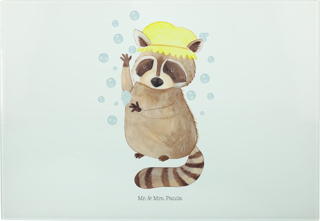 Mr. & Mrs. Panda Glas Schneideplatte Waschbär - Weiß - Geschenk, Seifenblasen, Vesperplatte, Tagträumen, Plan, Schneidebrett, Schneidplatte, Fr...