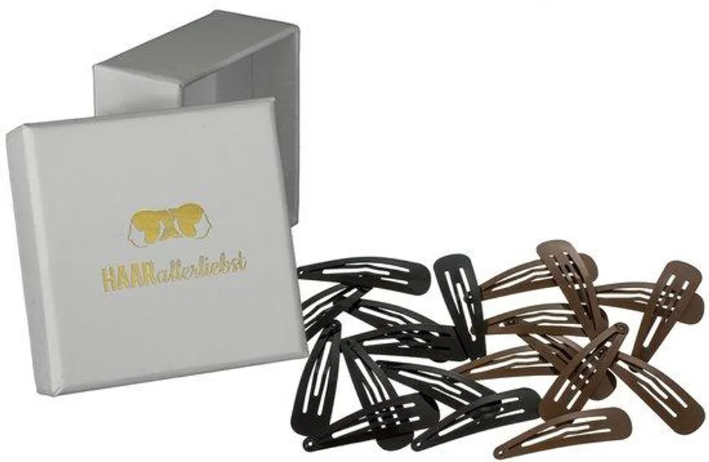 Barrettes à cheveux 4 cm lot de 20 antiglisse marron noir avec étui