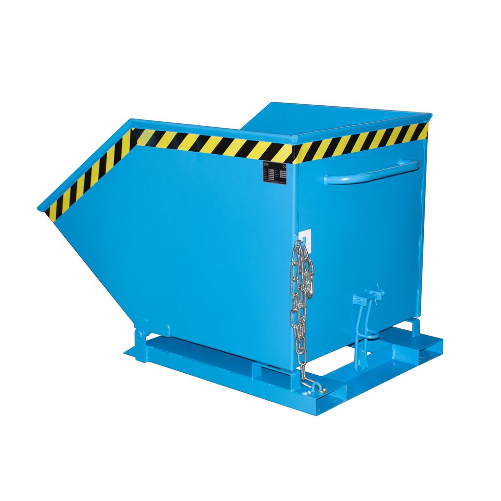 Kippmulde, Volumen 0,6 cbm, LxBxH 1390x840x905 mm, Kastenmulde, lackiert RAL 5012 lichtblau