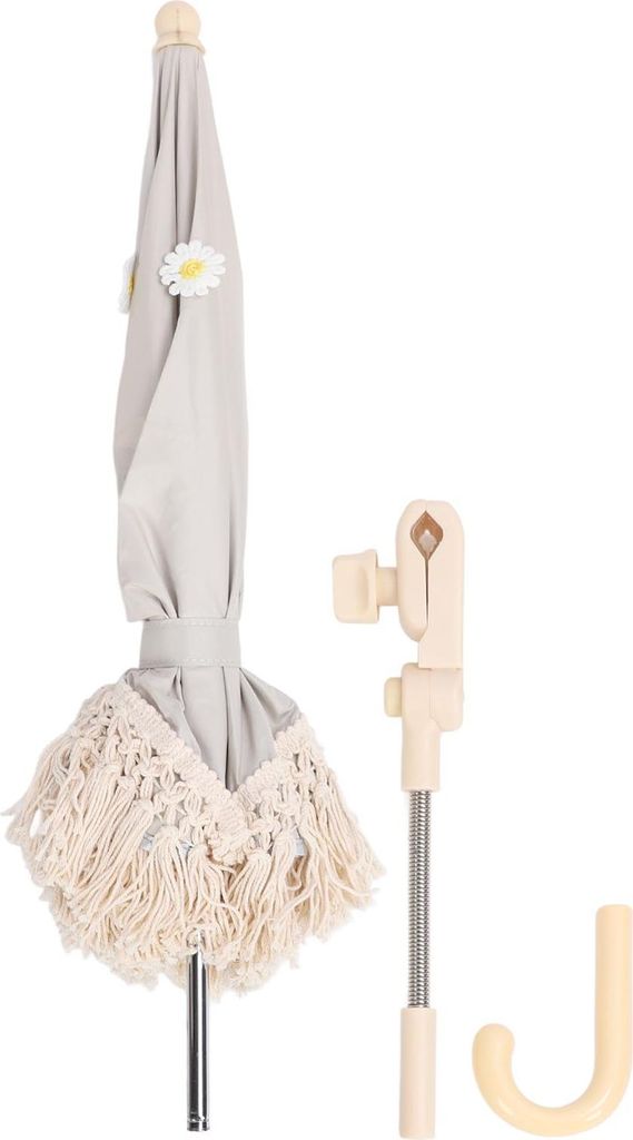 Quasten Baby Outdoor Parasol Fringe Ultraviolet Proof Children Beach Regenschirm für Fotografie Requisiten Seaside Garten Beige mit kleinen Chrysa...