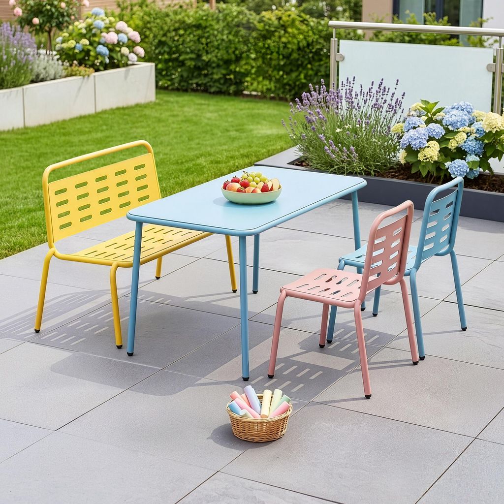 Kinderset 'Etroubles', 4-delig: Kindertafel met 2 stoelen Productafbeelding 