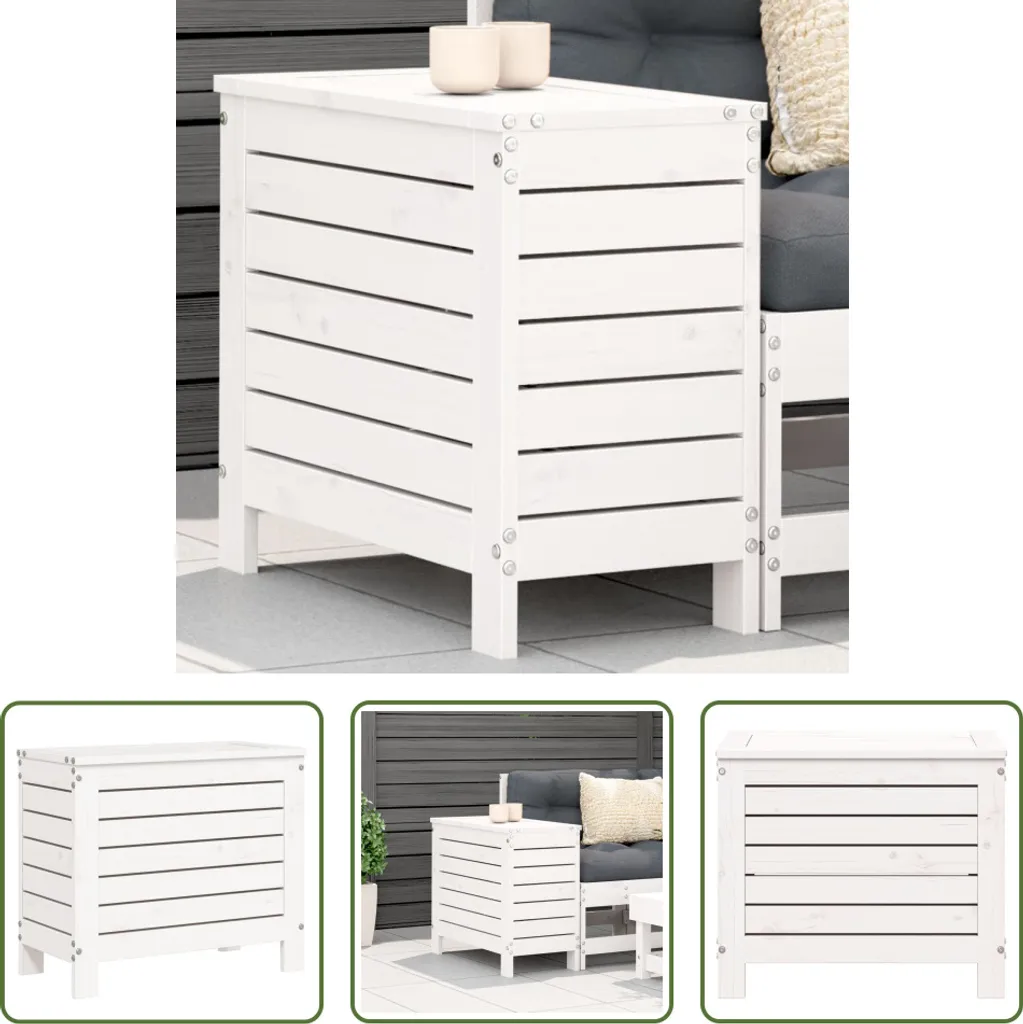 The Living Store Sgabello da giardino Bianco 62x31,5x52 cm Legno massello di pino