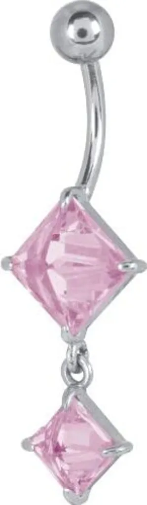 Piercing all'ombelico in acciaio PRONG SET pietre di zirconia 2 piramide BBZ-PY86.pink