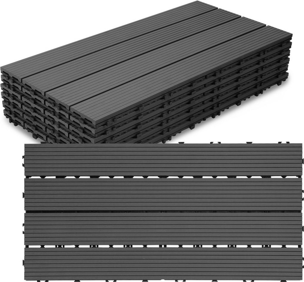 Hengda Terrassenfliesen Balkon, WPC Fliesen Wasserfilterbar Terrassen Garten, Anthrazit 30x60cm 18 Stück