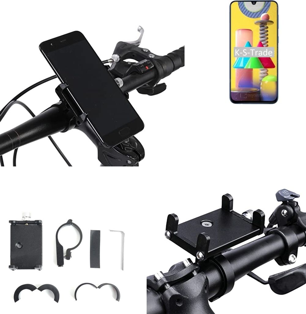 K-S-Trade Handyhalterung für das Fahrrad kompatibel mit Samsung Galaxy M31 Halter Lenkstange Fahrradhalterung Motorrad Bike Mount Befestigung