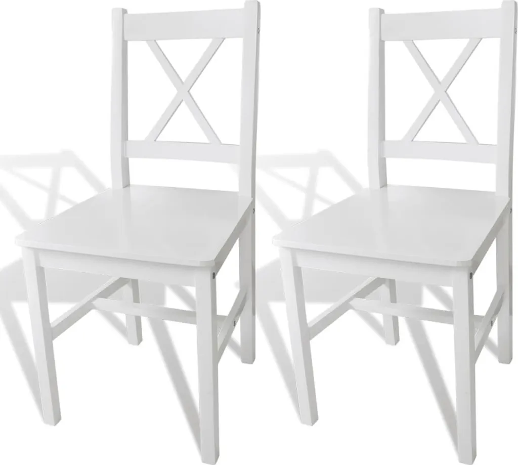 Chaises de salle à manger blanches en pin massif lot de 2