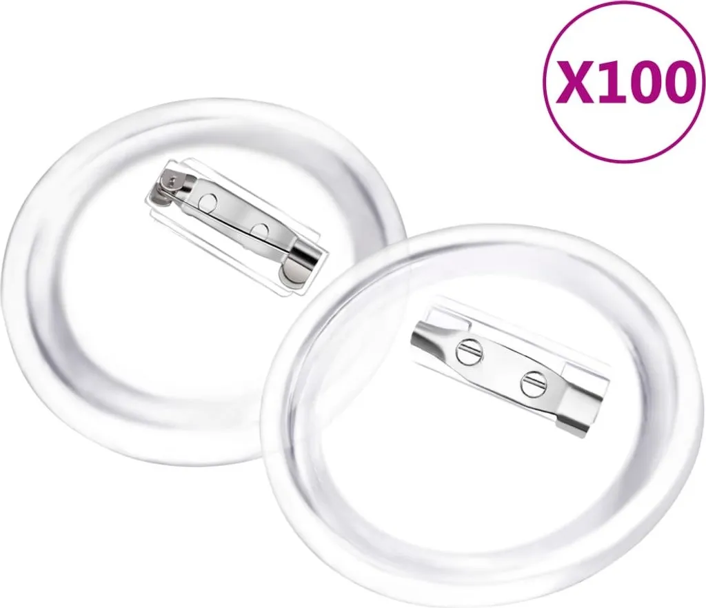 Set 100 Bottoni con Spillo vidaXL 44mm - Badge Fai da Te Robusti