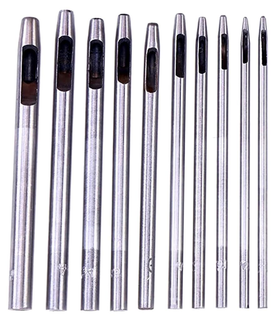 10-teiliges Set aus Lederlochstanzer für runde Hohllöcher – Werkzeug für Gürtel, Uhrenarmbänder, Canvas und Lederhandwerk – Robuste Metall...