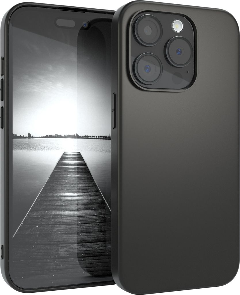 EAZY CASE Handyhülle Silikon Apple iPhone 15 Pro hoher Rand für Bildschirm & Kamera, Flexibles Silikon, extra dünn und leicht