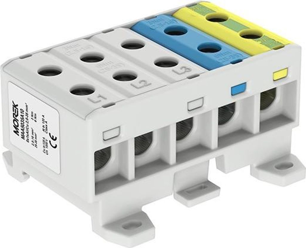 Morek connectoren, 5-polig, 2,5-35mm², grijs-blauw-geel Productafbeelding 