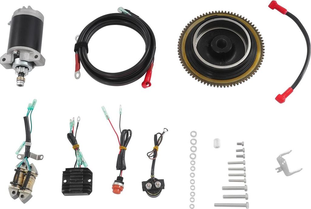 Anlasser für Außenborder - 4‐Takt 14,8 HP/15 PS - Elektrostart - 31,5×30×18 cm - 8,26 kg - Schwarz
