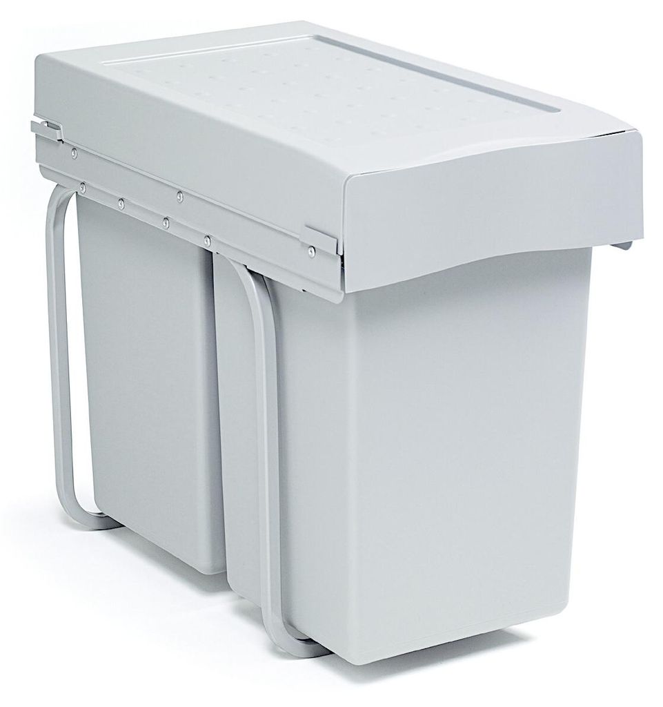 Abfallsorter alugrau mit Vollauszug 30 Liter (2x15) ab 30 cm Schrankbreite