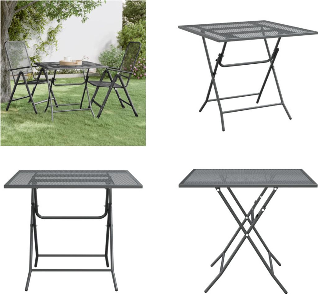 vidaXL Gartentisch 80x80x72 cm Streckmetall Anthrazit - Gartentisch - Gartentische - Outdoor-Tisch - Außentisch