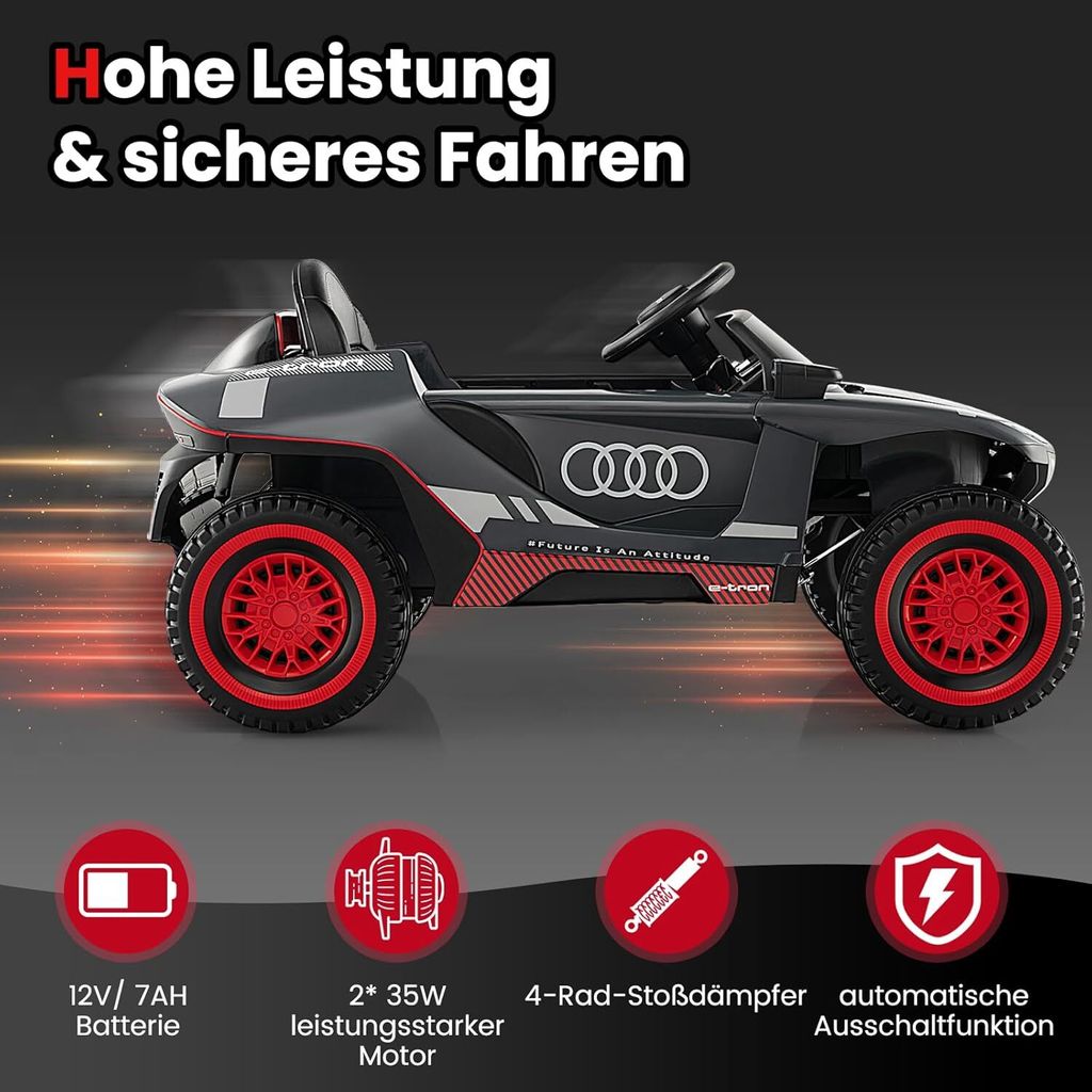 DREAMADE Lizenzierter Audi E-tron Kinderwagen, 12V