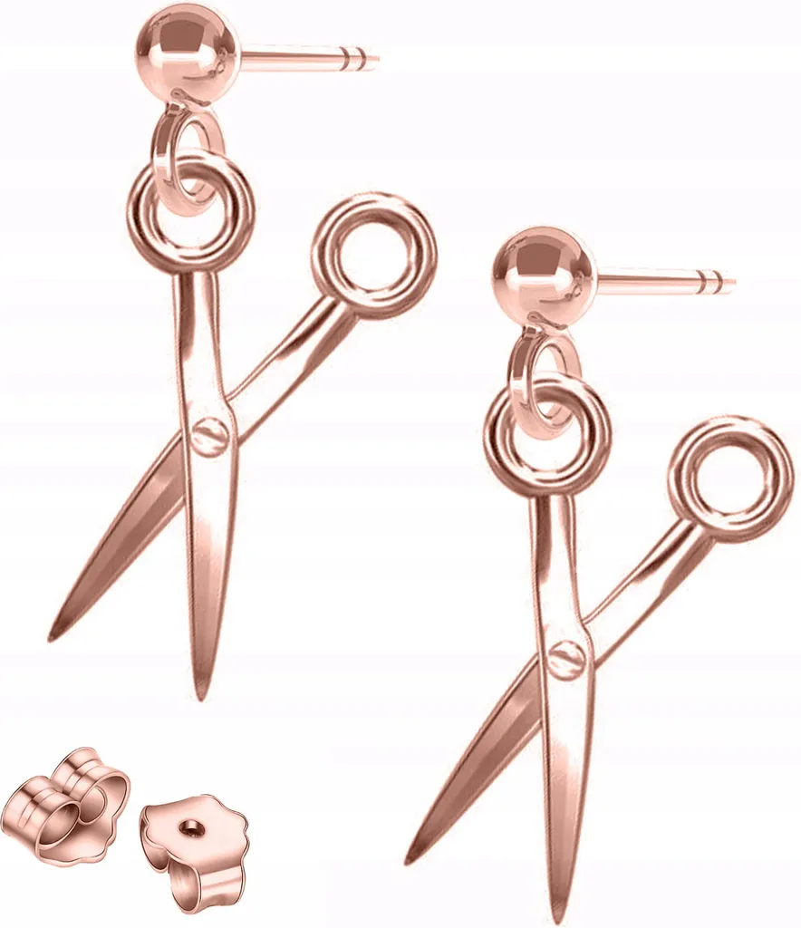Orecchini Forbici Parrucchiere in Argento 925 Dorato | Gioielli Professionali - 1