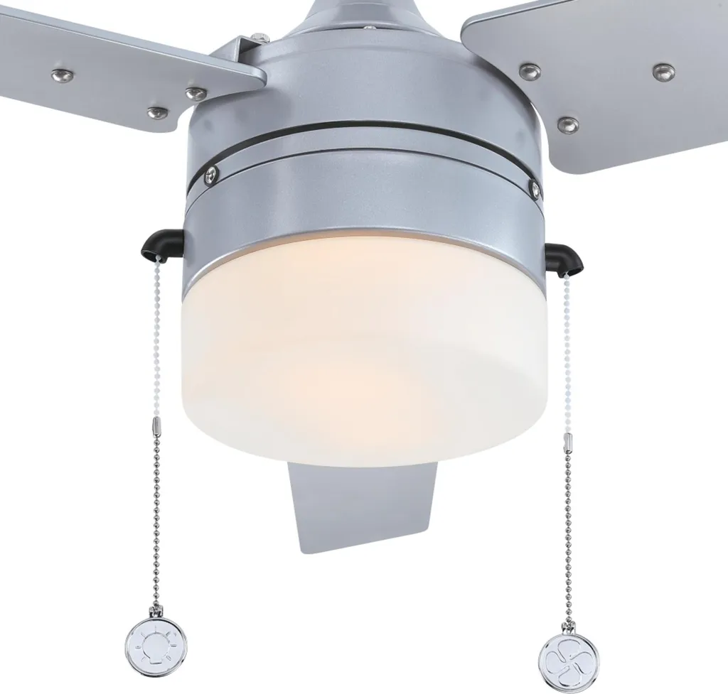 Ventilateur de plafond extérieur Riverton Argent 132 cm avec éclairage