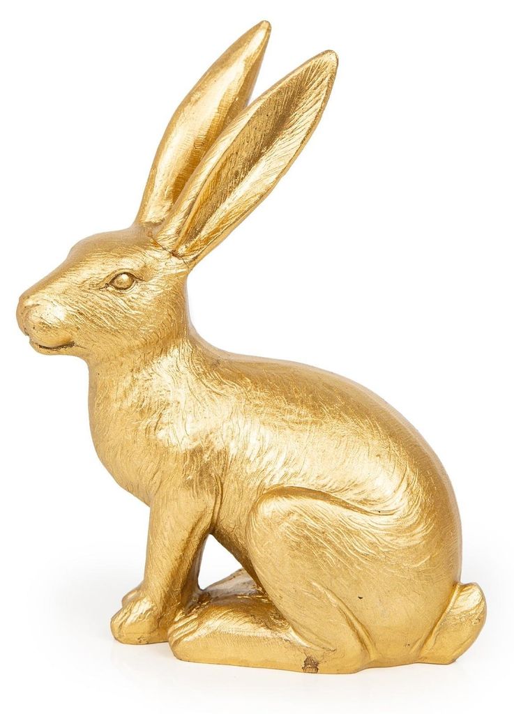 Osterhase Gold Hasenfigur aus Kunststein Dekofigur Produktbild 