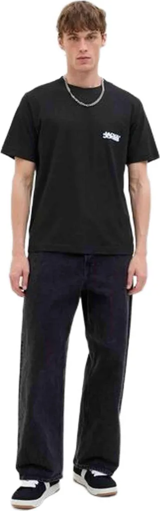 T-shirt Noir Jack & Jones 12184899 en Coton Doux, Coupe Droite J2197