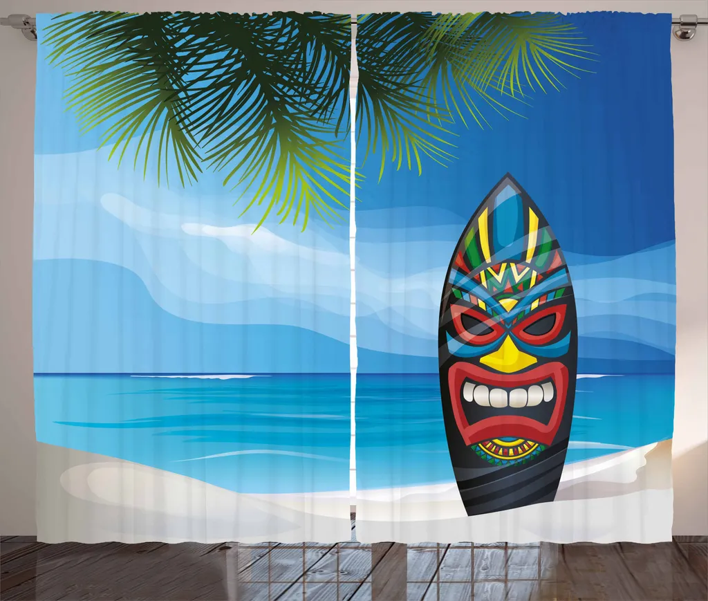 Rideau de Douche ou Chambre Anti-Regards Style Tiki Surf 280x225cm