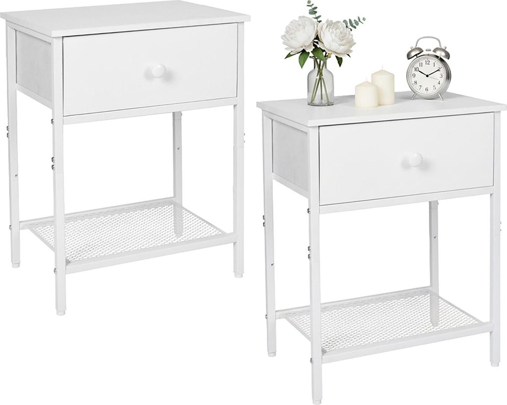 Nachttisch-Set, 2-teilig mit Schublade und Ablage