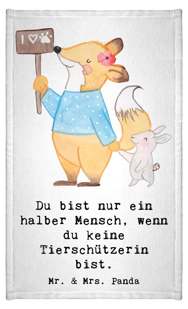 Mr. & Mrs. Panda Handtuch Tierschützerin Herz - Weiß - Geschenk, Gästetuch, Frotteetuch, gäste wc, Klein, Kleines