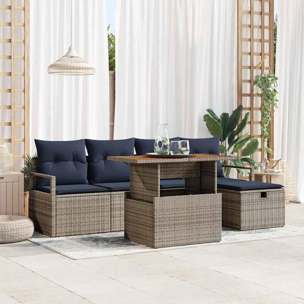 Maison Exclusive - Gartensofa-set mit Kissen mit Speicher 6 pcs Grau Poly-Rattan