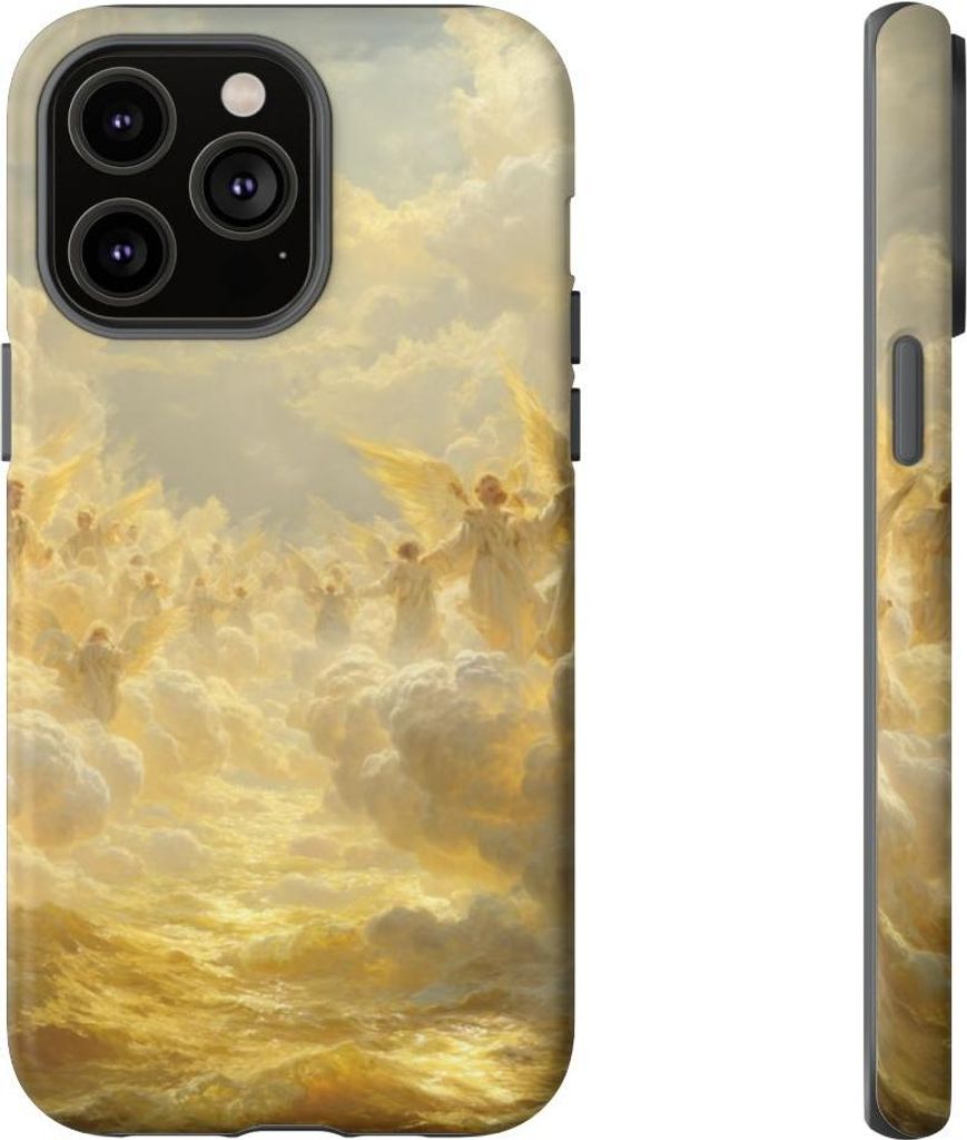 Goldene Engel über den Wolken – Hülle Kompatibel mit iPhone 14 Pro Max