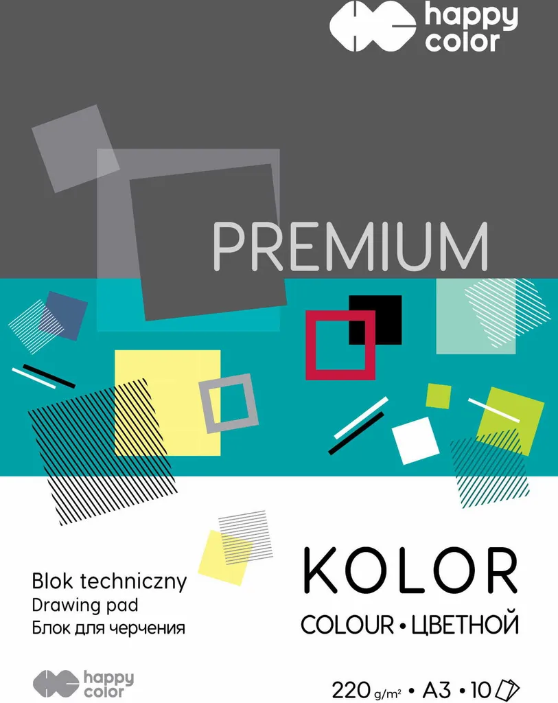 Bloc Dessin Technique Happy Color A3 220g - 10 Feuilles de Couleur Premium