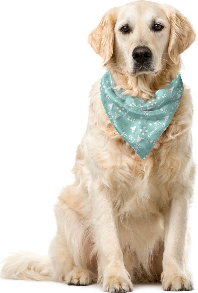 ABAKUHAUS maritim Haustier Bandana, Anker Boot Waves Dolphin, 55x55 cm, Almond Green Sea Grün