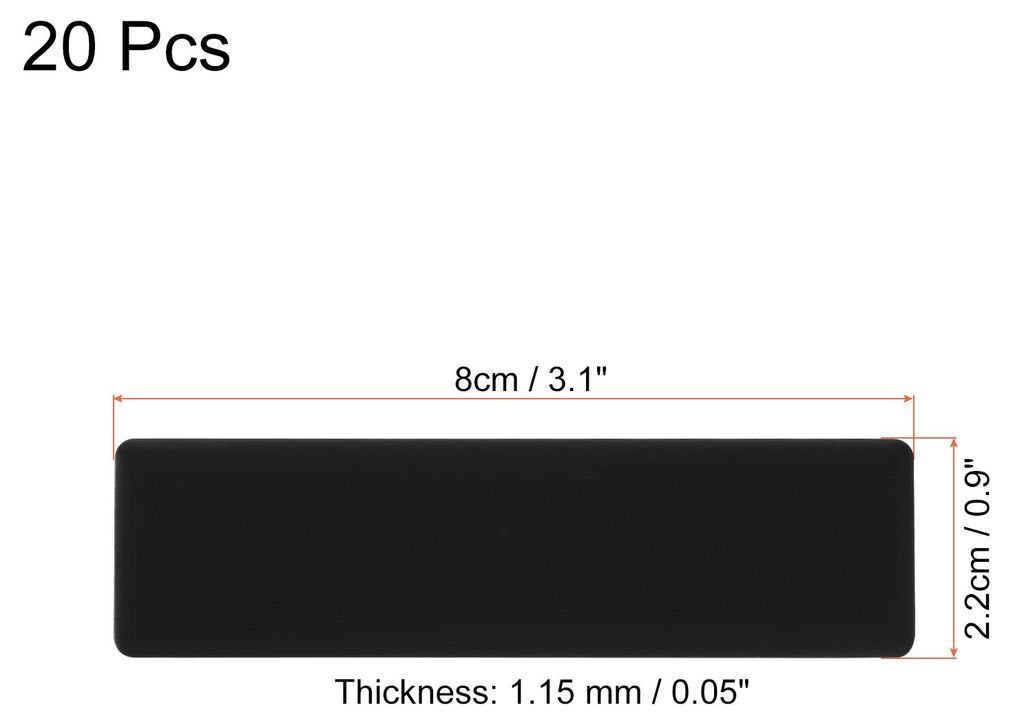 3"x1" Metall Namensschild 20Pack eloxiert Aluminium selbstklebend Schild Schwarz