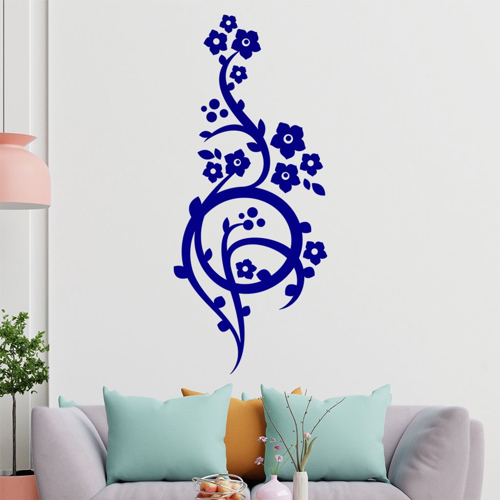 Schöne Blüten Ranke Wandtattoo in 6 Größen - Wandaufkleber Wall Sticker - Dekoration, Küche, Wohnzimmer, Schlafzimmer, Badezimmer