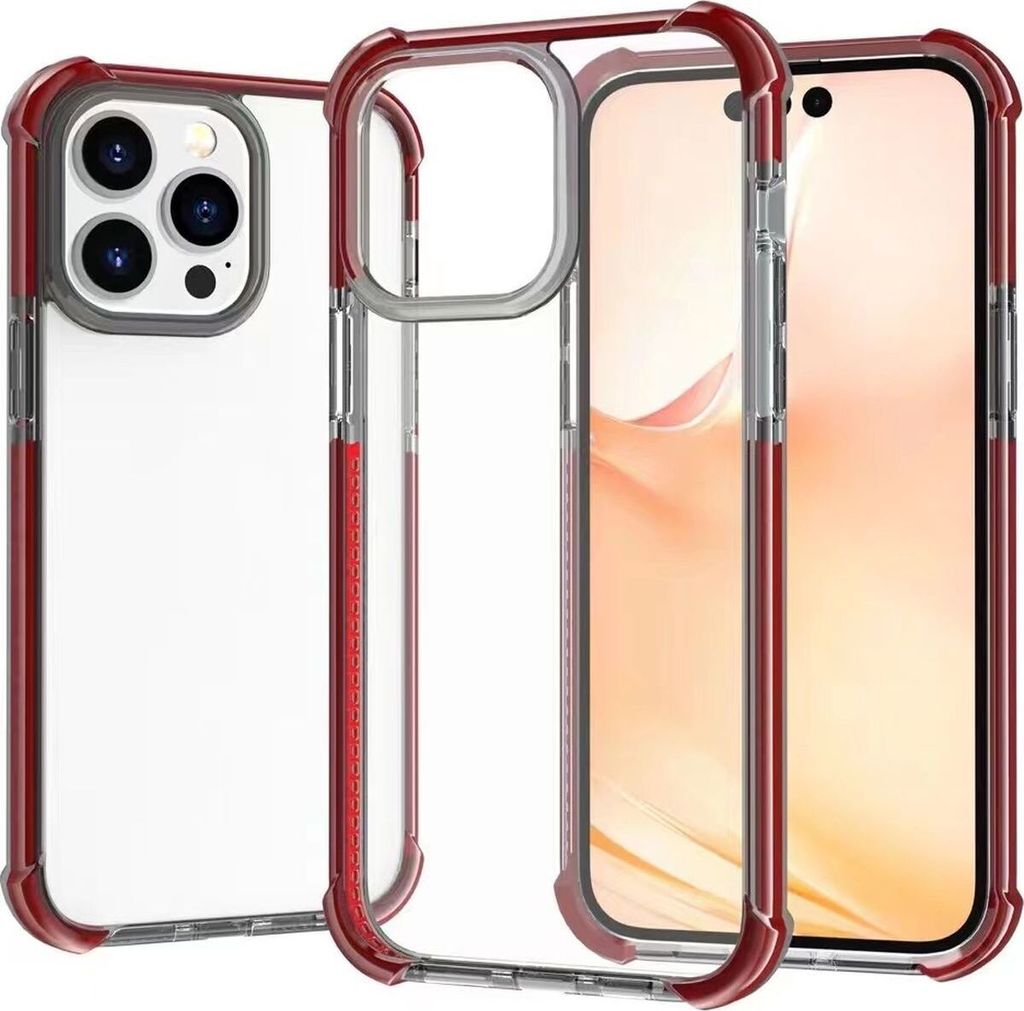 Mobigear Full Bumper iPhone 14 Plus Hülle Hardcase Backcover Stoßfest - Transparent / Rot
