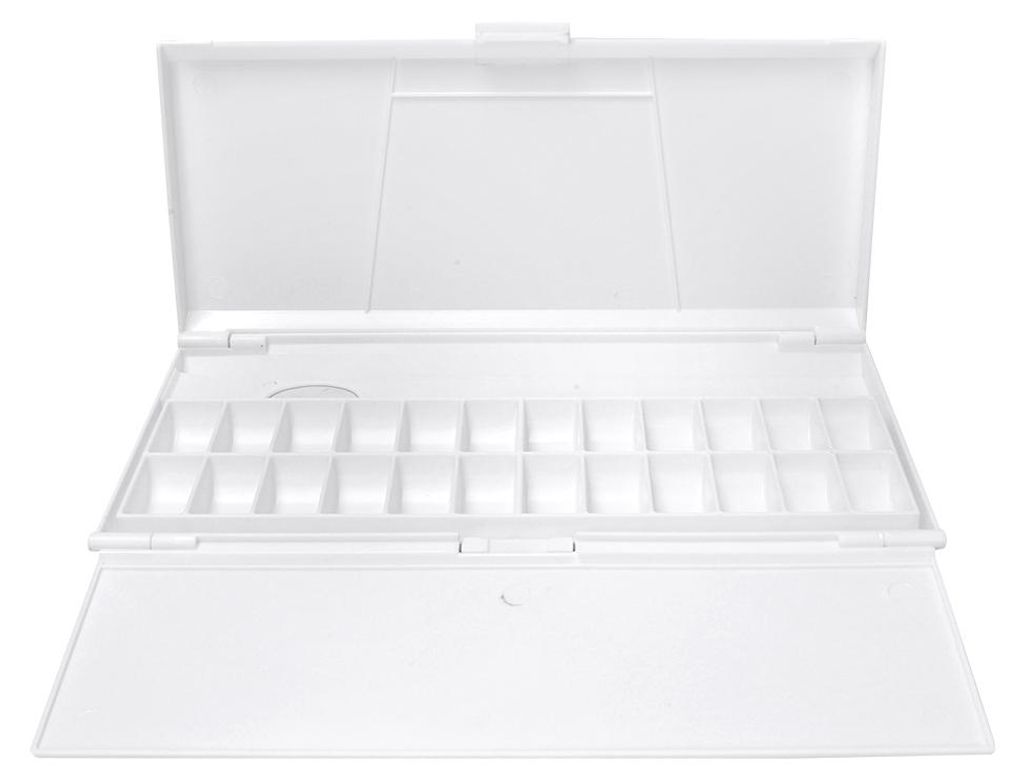 Farbpalette Tragbare weiße Kunststoff-Tablettbox Aquarellzeichnung Malerei Kunstwerkzeugzubehör