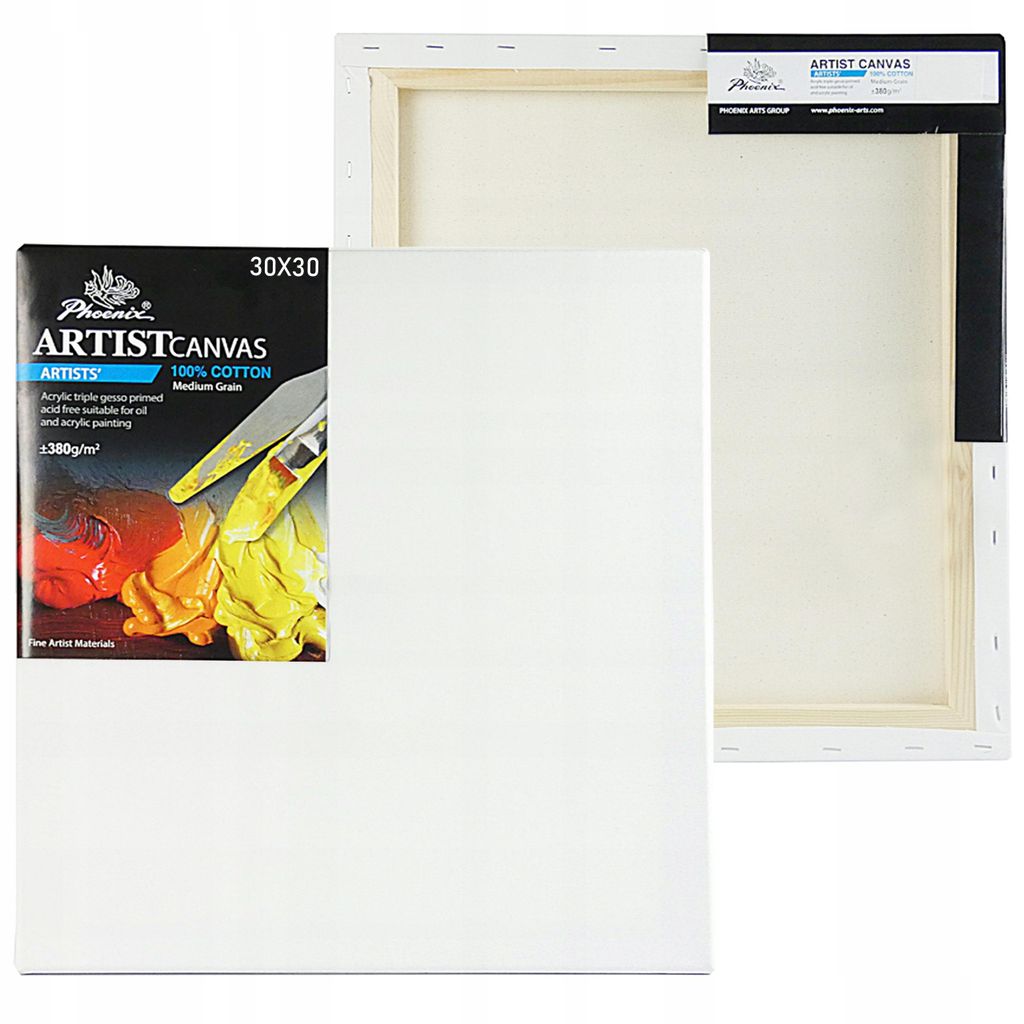 Leinwand auf Keilrahmen Phoenix Premium 30x30 cm – Professionelle Baumwollleinwand für Künstler, 3-fach grundiert