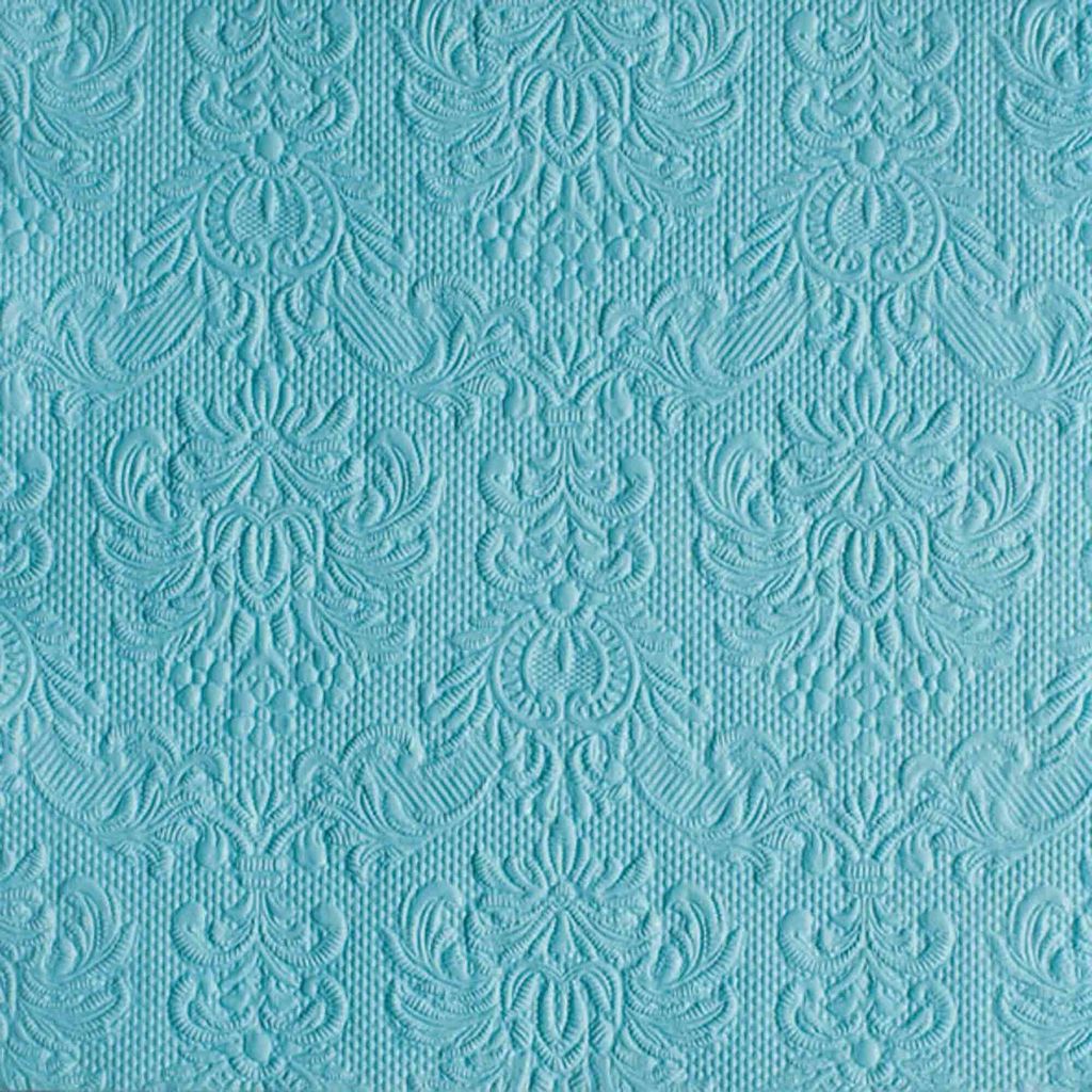 15 Servietten Elegance geprägt 33x33cm hochwertig Blüte Ornament edel elegant, Farbe:light petrol