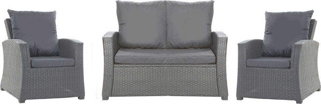 Gartenkissen Set für Polyrattan Möbel 4-Sitzer Garten Sofakissen 112x60cm Gartenstuhl Kissen set 2x56x52 Sitzkissen Anthrazit Kissen mit Rückenl...
