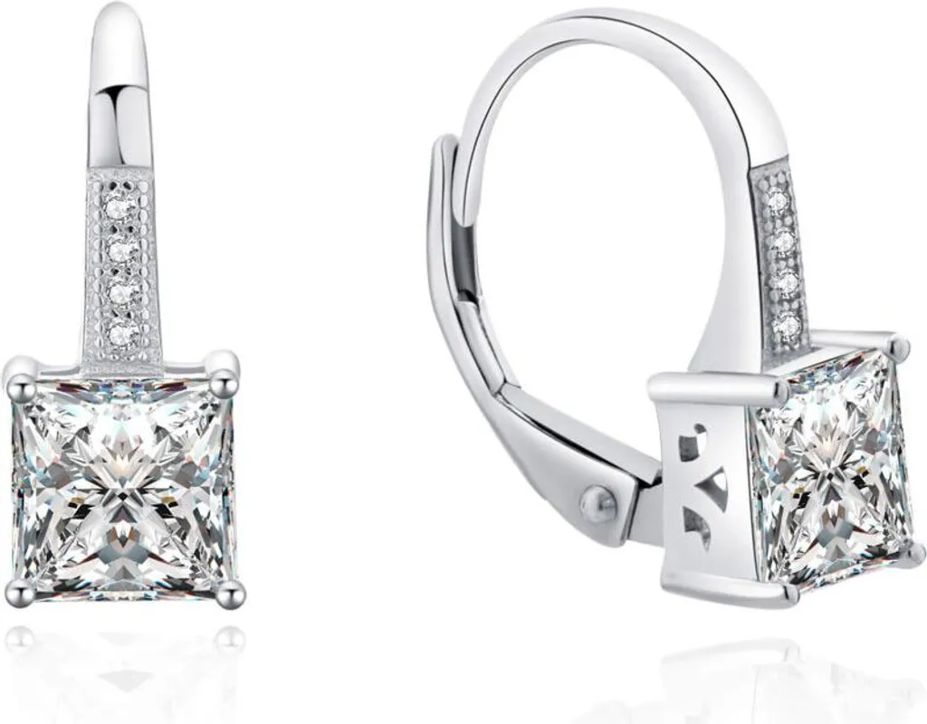 Boucles d'oreilles pendantes en argent massif et cristaux scintillants