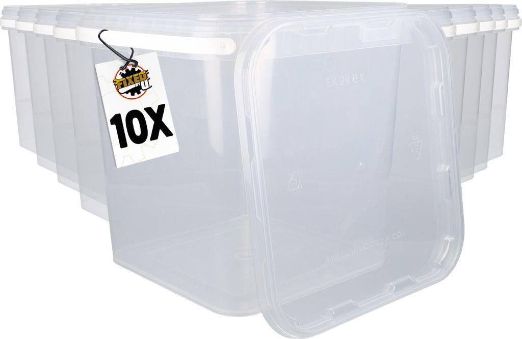 Eimer mit Deckel 3,5l Transparent Eckig | Kunststoff Eimer Lebensmittelecht, luftdicht und stabil | Leer Eimer mit Griff und Deckel für Lebensmitt...