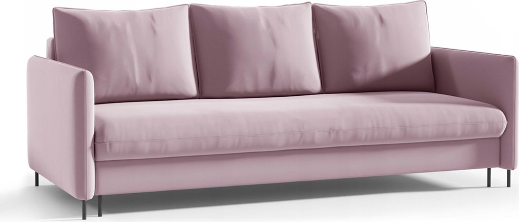 BETTSO Sofa Mit Schlaffunktion und Bettkasten Couch Sofa Federkern Sofagarnitur Polstersofa Wohnlandschaft mit Bettfunktion BELIS Rosa