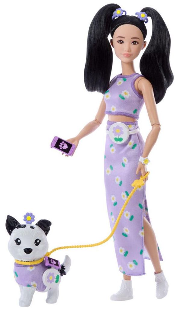 Barbie Twinning Looks Modepuppe mit Hündchen, Produktbild 