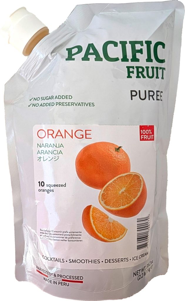 Pacific Fruit Püree Orange 1kg Fruchtpüree für herzhafte Gerichte & Nachspeisen, ohne Konservierungsstoffe & Zuckerzusätze, ideal für Schokoku...