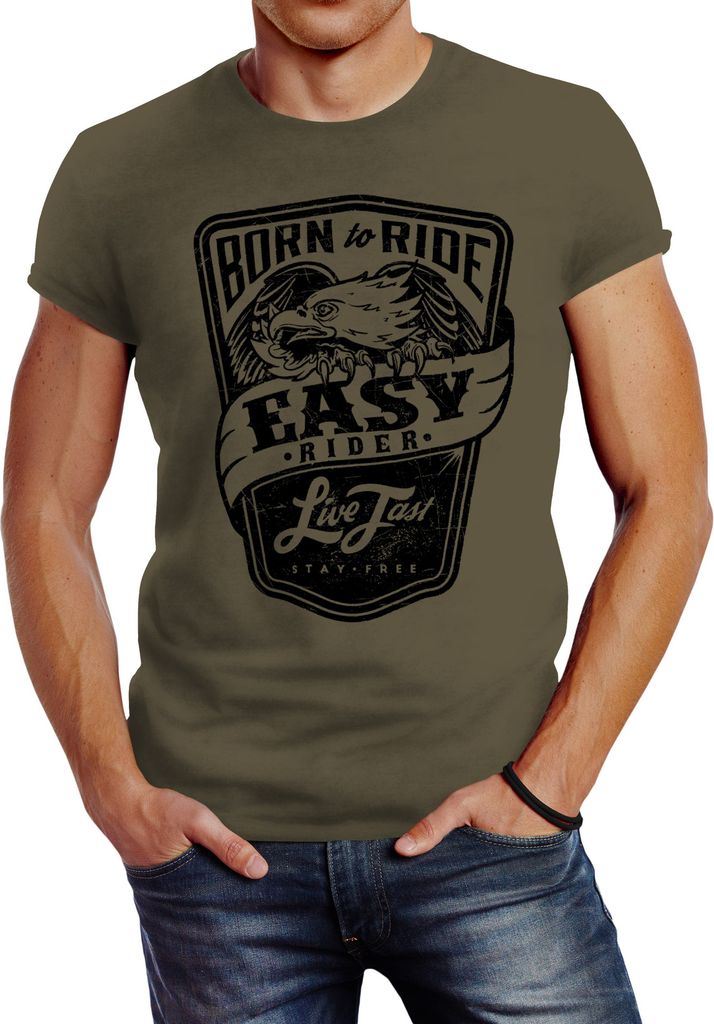 Biker Herren T-Shirt Easy Rider - Born To Ride Slim Fit Produktbild 