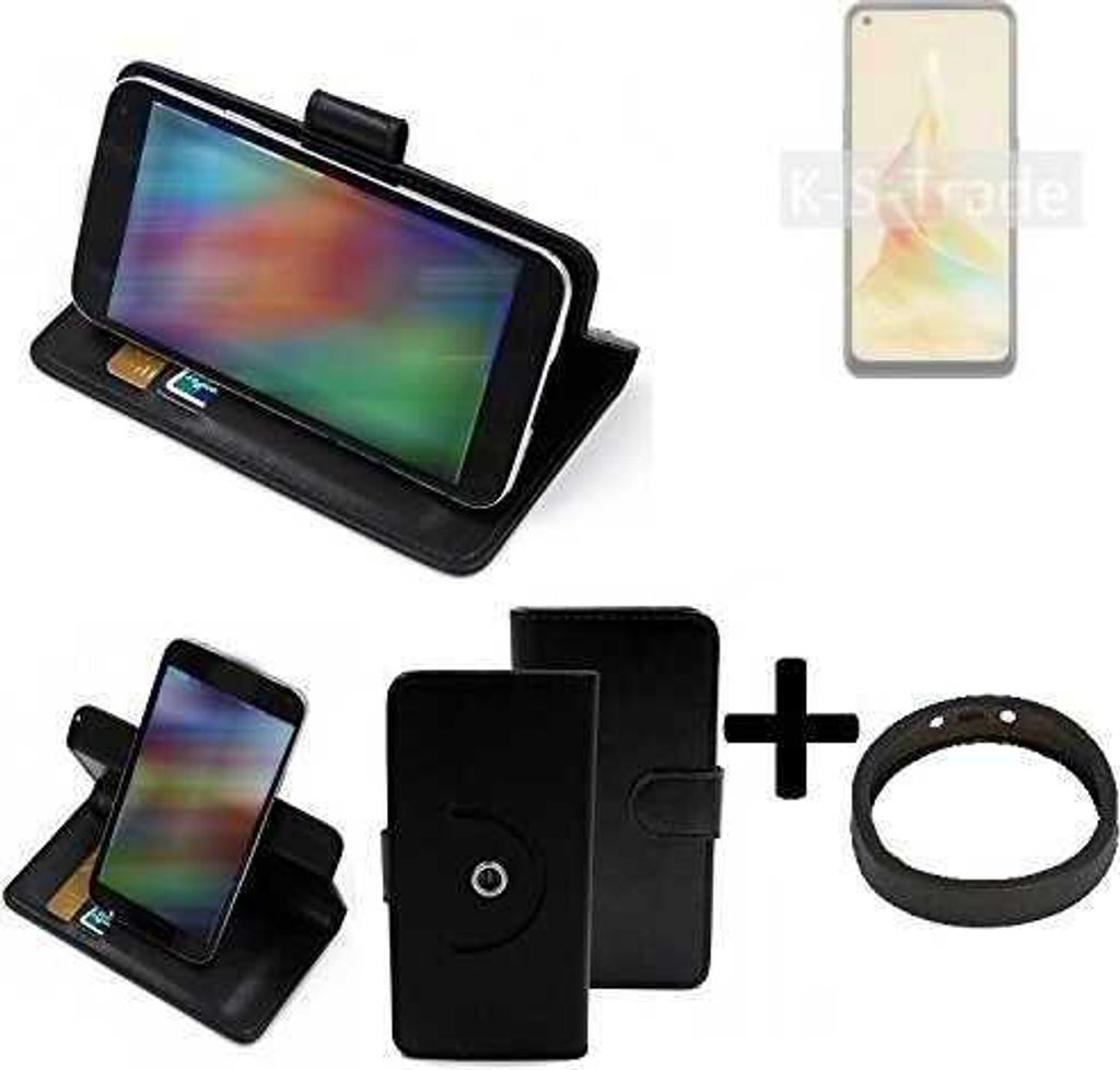 K-S-Trade Case Schutz Hülle kompatibel mit Oppo Reno8 T 4G + Bumper Handy Hülle Flipcase Smartphone Cover Handy Schutz Tasche Walletcase schwarz