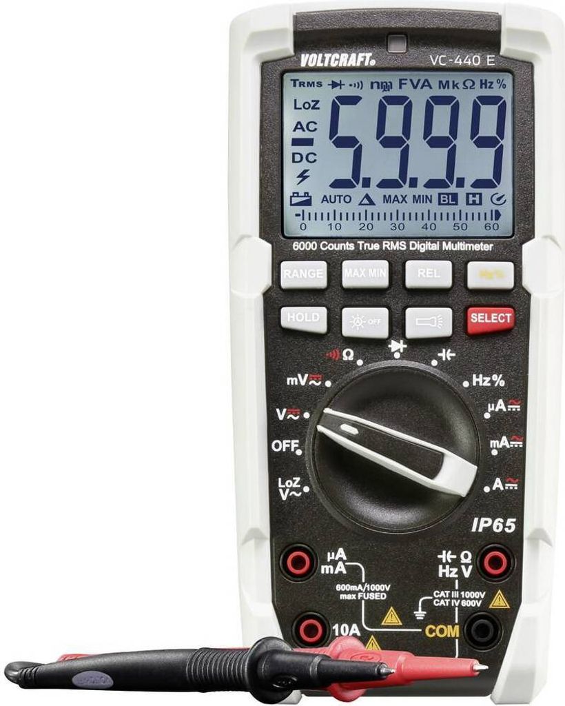 VOLTCRAFT VC-440 E Hand-Multimeter kalibriert (ISO) digital Strahlwassergeschützt (IP65) CAT III 1000 V, CAT IV 600 V A
