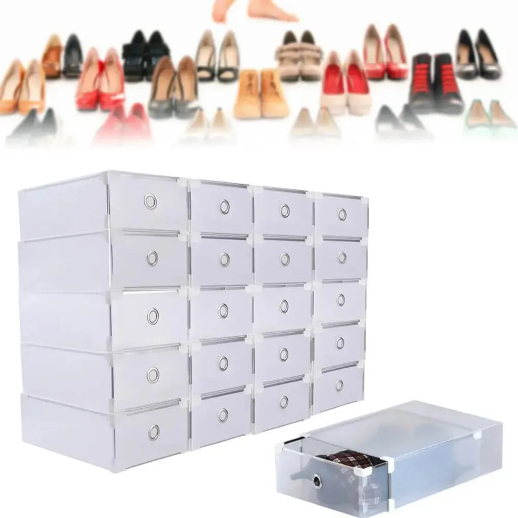 Lot de 20 boîtes à chaussures empilables transparentes multifonctions - 4